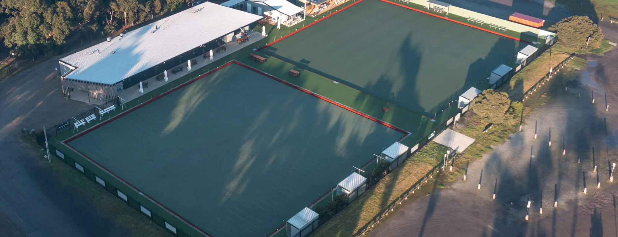 Aerial view of the Anglesea Bowling Club green and clubhouse
